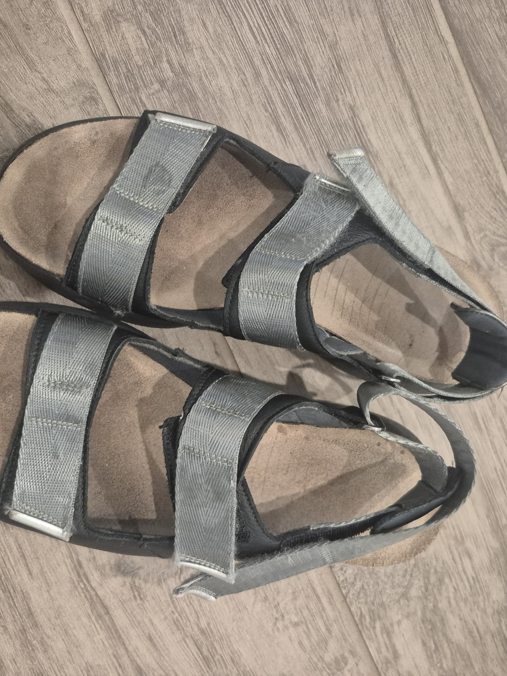 Gray Strappy Velcro Sandals